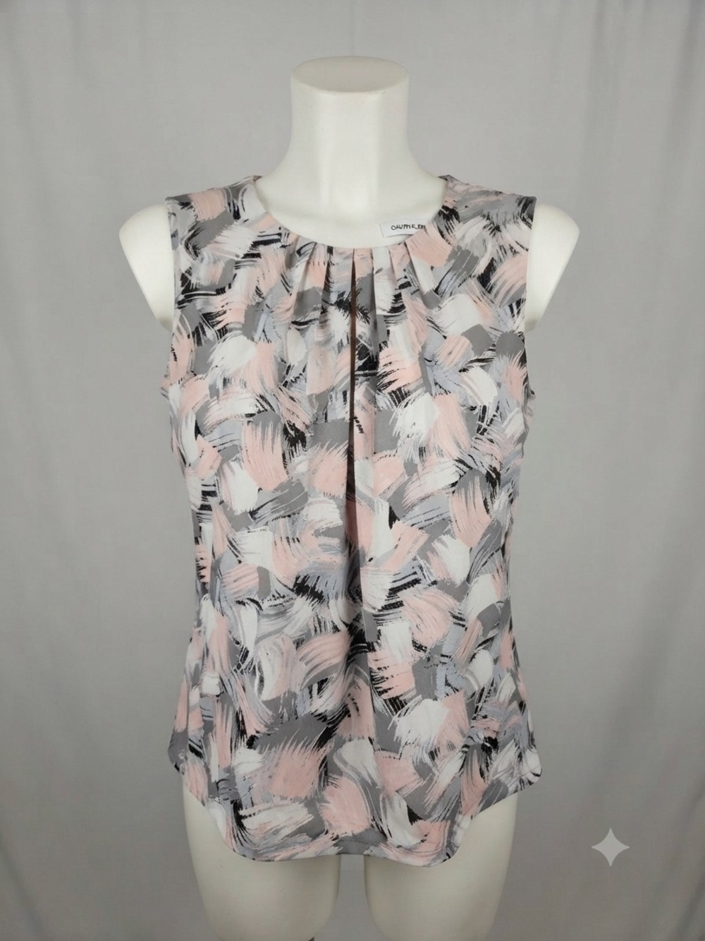 Calvin Klein Pink and Gray Brushstroke Sleeveless Camisole